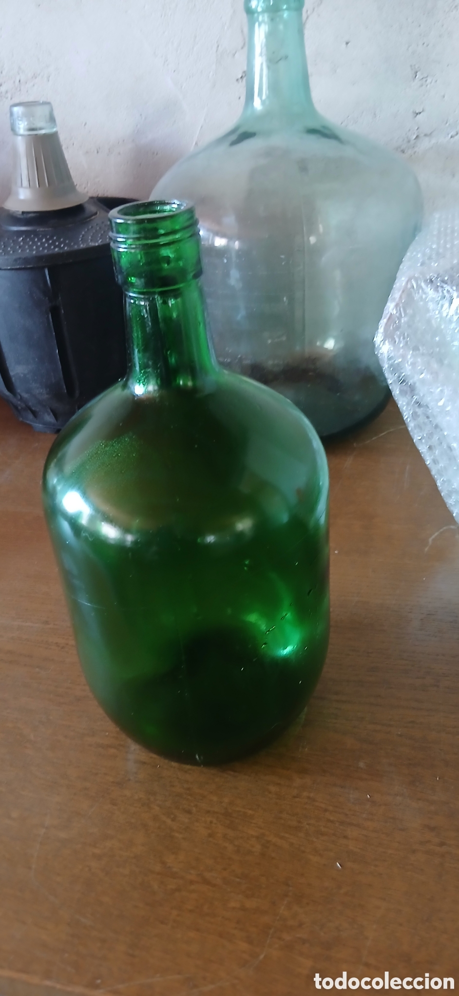 Antig&uuml;edades: BOTELLA GARRAFA DE VIDRIO VERDE CON ASA - Foto 2