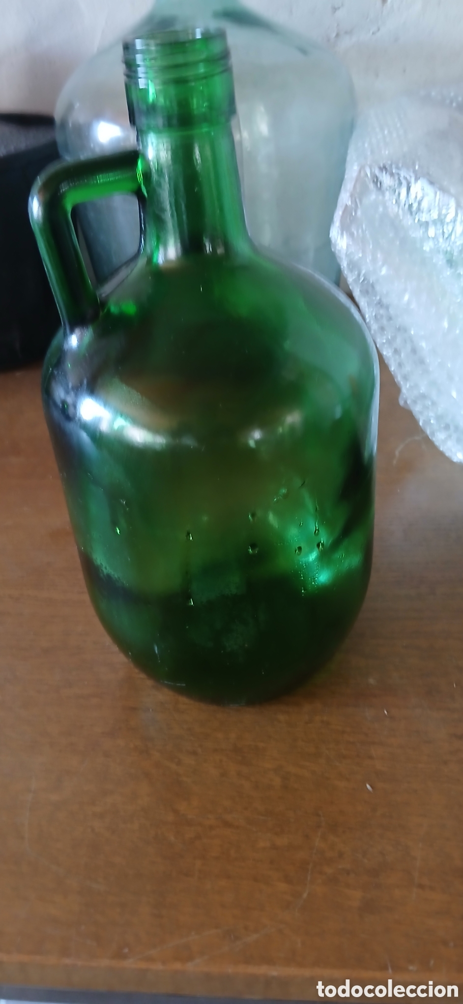 Antig&uuml;edades: BOTELLA GARRAFA DE VIDRIO VERDE CON ASA - Foto 1
