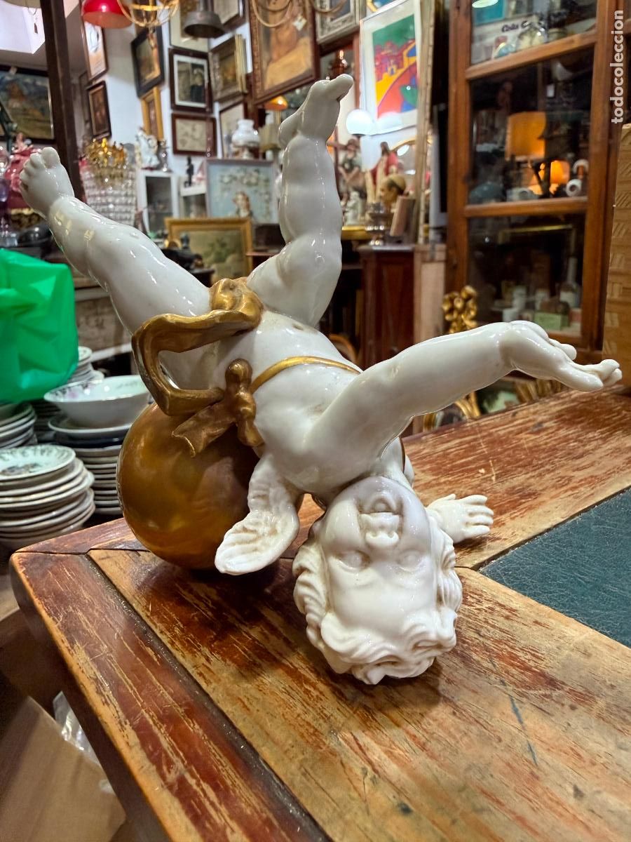 Antig&uuml;edades: PRECIOSO ANGEL QUERUBIN PORCELANA ALGORA - MEDIDA 16 CM
