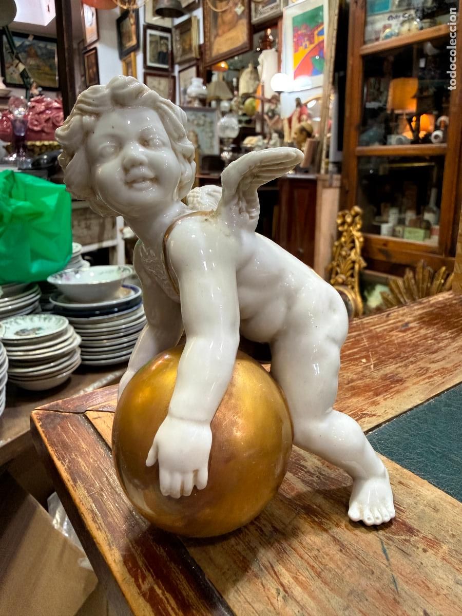 Antig&uuml;edades: PRECIOSO ANGEL QUERUBIN PORCELANA ALGORA - MEDIDA 16 CM