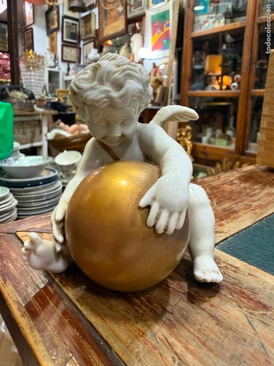 Antig&uuml;edades: PRECIOSO ANGEL QUERUBIN PORCELANA ALGORA - MEDIDA 16 CM