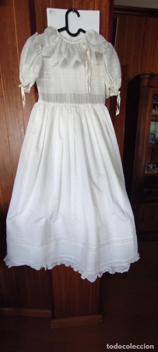 Antiquit&auml;ten: VESTIDO DE PRIMERA COMUNION VINTAGE BLNCO EN BATISTA DE PLUMETI CON CANCAN INTEGRADO (A&ntilde;os 70&ndash;80)