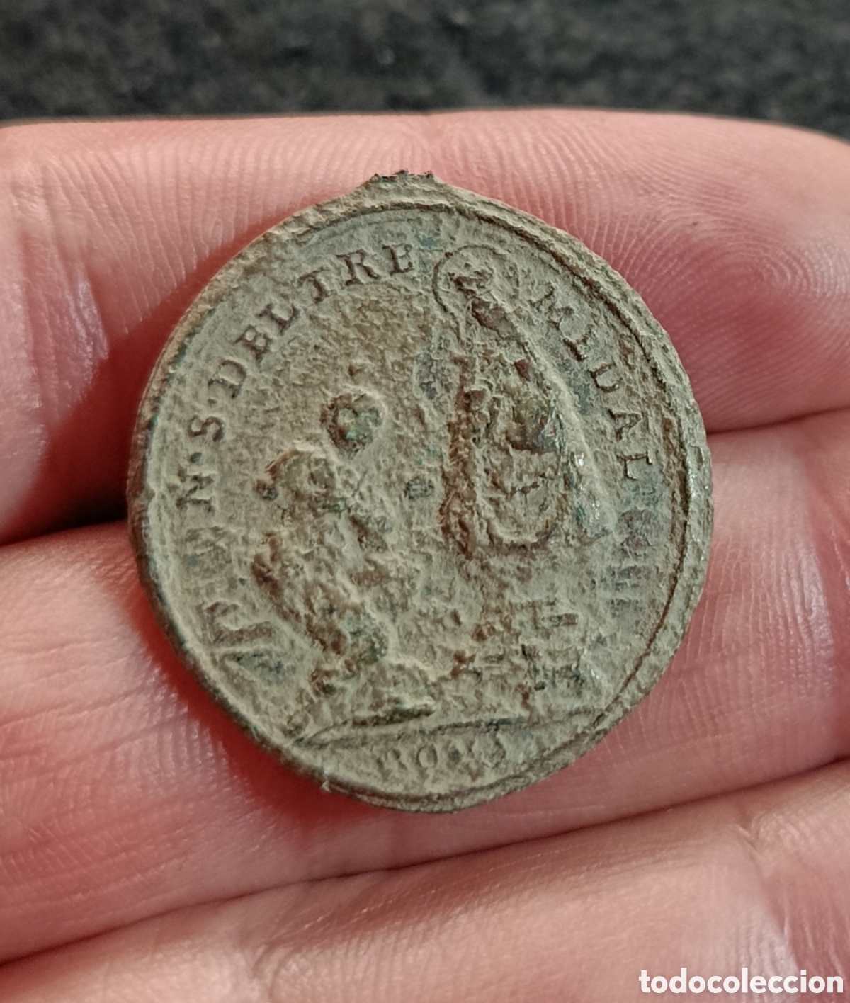 Antig&uuml;edades: Medalla en bronce Ntra. Sra. del Tremedal y San Mill&aacute;n. Orihuela del Tremedal, Teruel. Siglo XVIII.