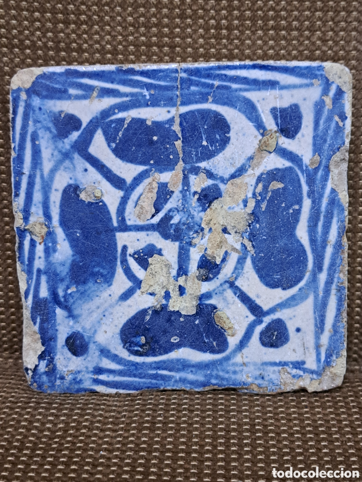 Antiques: 1 Azulejo siglo xv rosa gotica