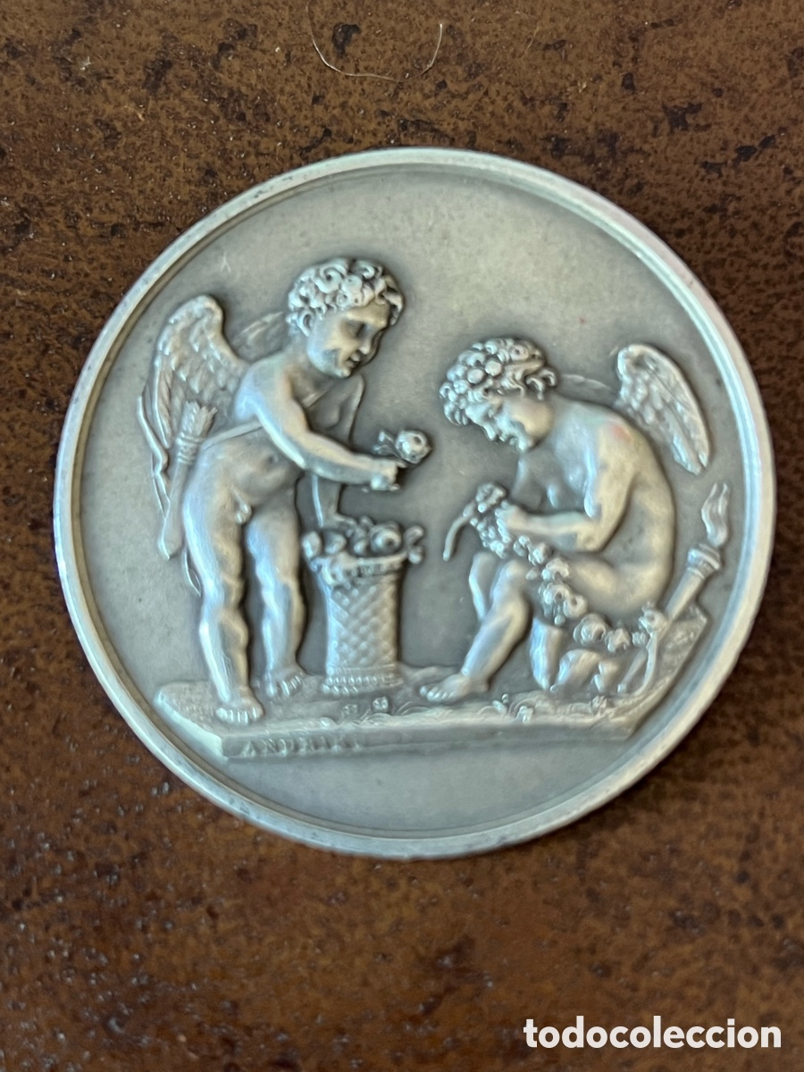Antig&uuml;edades: Preciosa Medalla de boda &eacute;poca imperio firmada ANDRIEU