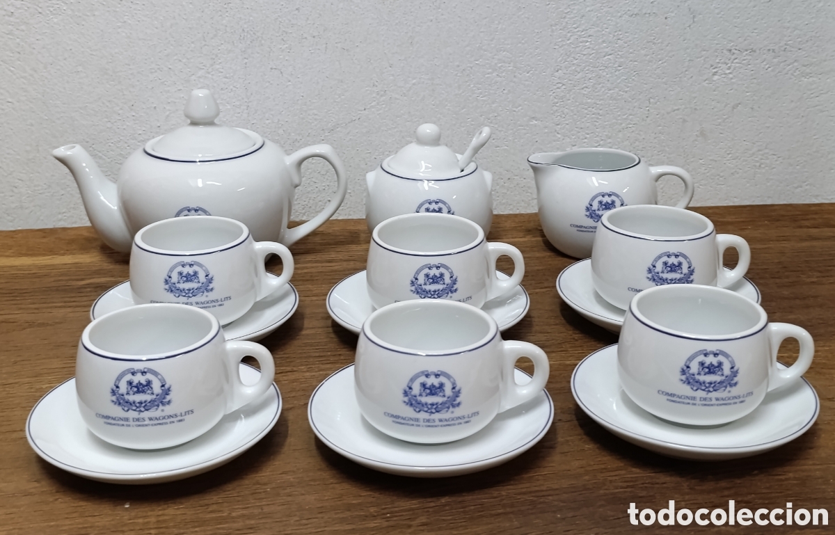 Antiquit&auml;ten: JUEGO DE CAF&Eacute; DE 6 SERVICIOS, REPRODUCCI&Oacute;N DEL USASO EN EL FAMOSO TREN DE LUJO &rdquo;ORIENT EXPRESS&rdquo;