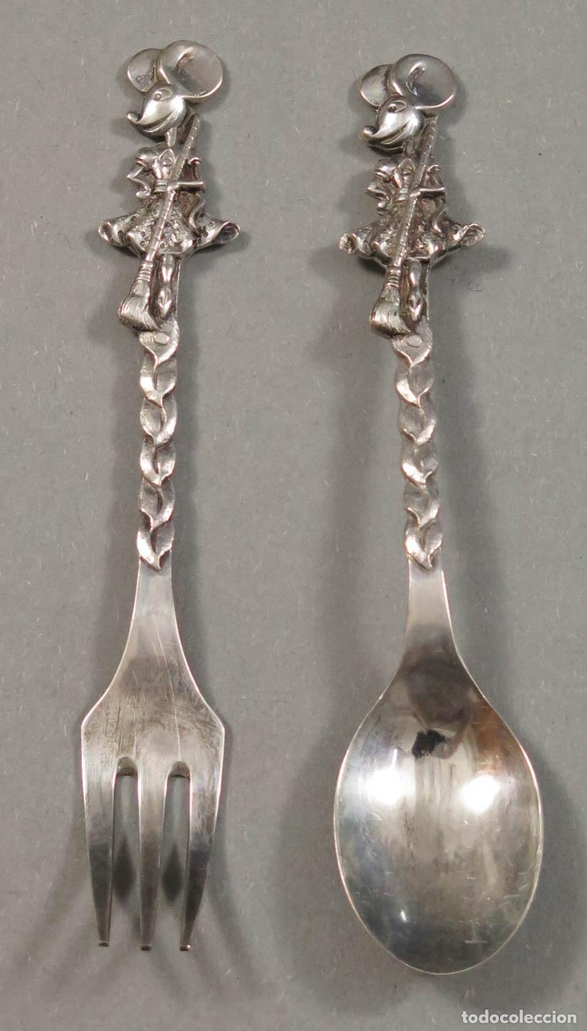 Antig&uuml;edades: JUEGO DE CUBIERTOS. MINNIE MOUSE. PLATA. PUNZONADA - Foto 2