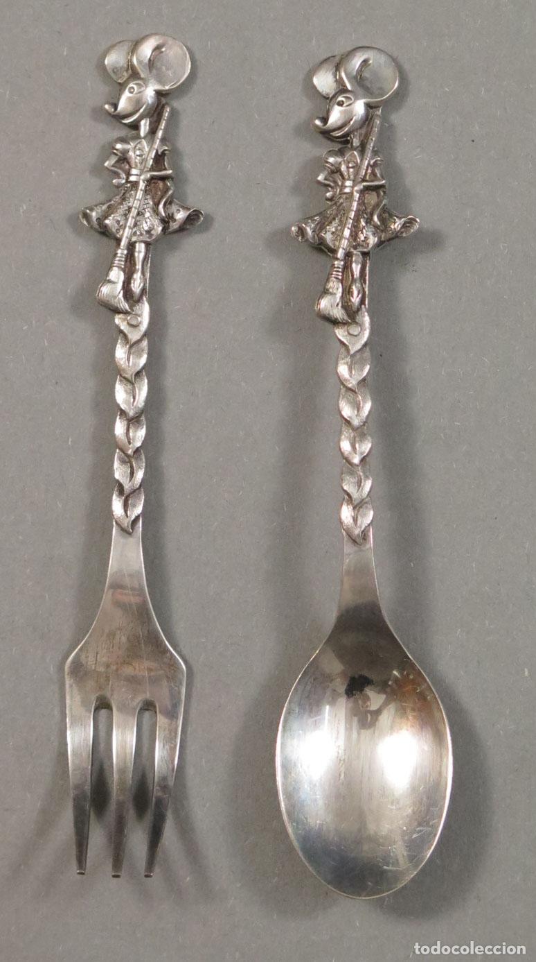 Antig&uuml;edades: JUEGO DE CUBIERTOS. MINNIE MOUSE. PLATA. PUNZONADA