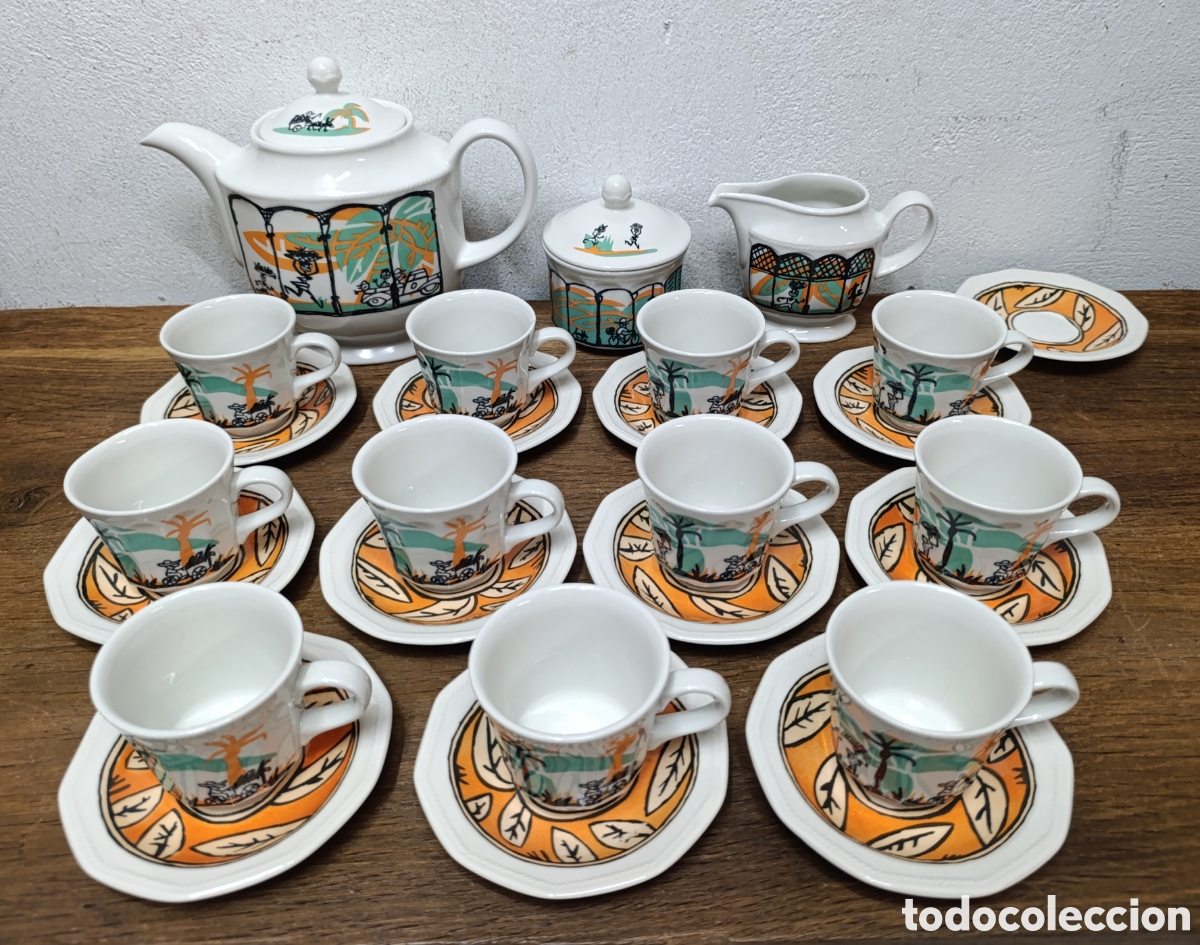 Antig&uuml;edades: MUY BONITO JUEGO DE CAF&Eacute; DE PORCELANA INGLESA CHURCHILL, EDICI&Oacute;N LIMITADA DISE&Ntilde;ADA POR JAVIER MARISC