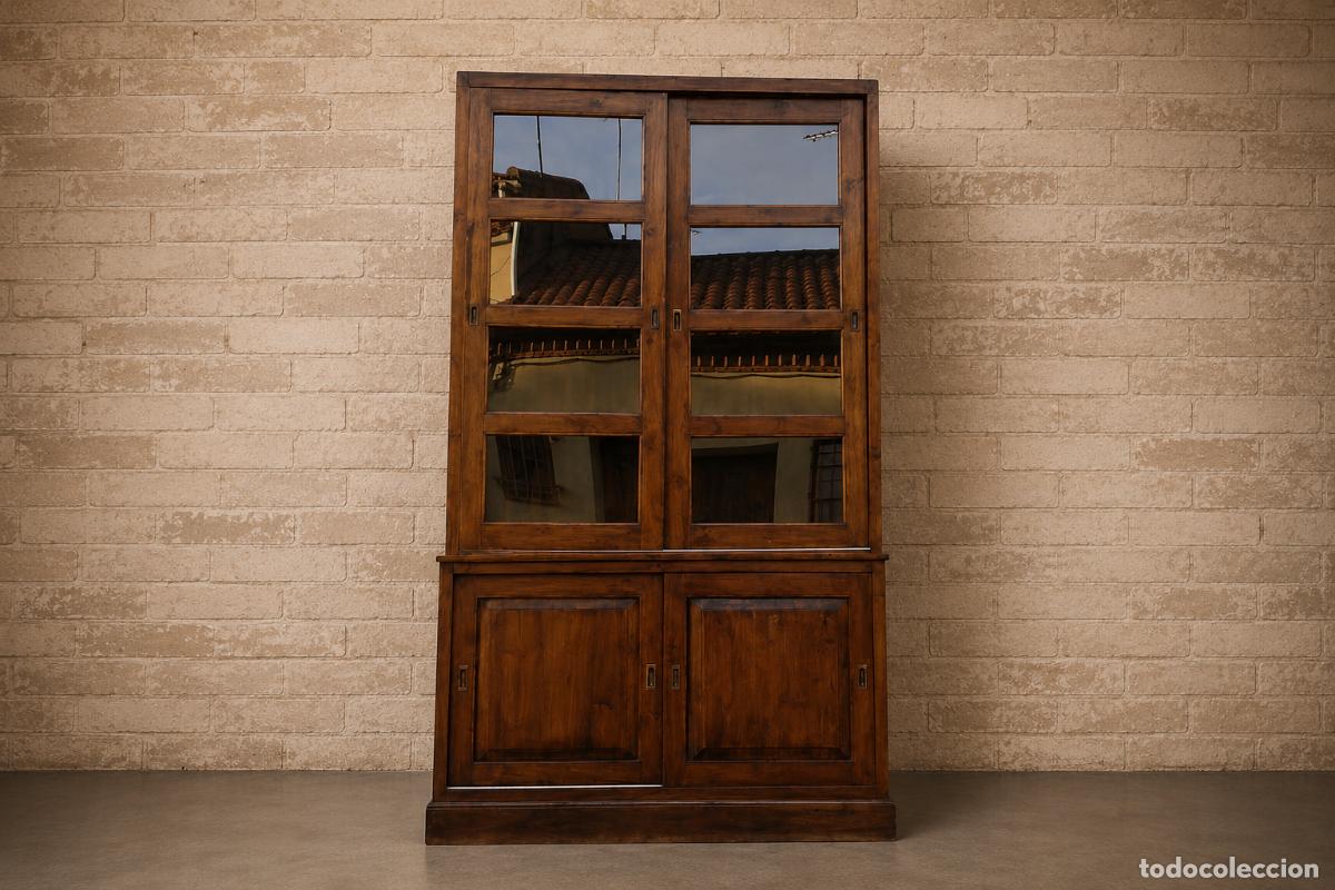 Antiquit&eacute;s: Vitrina antigua estilo ingl&eacute;s. Mueble Aparador librero antiguo estanter&iacute;a librer&iacute;a estilo Colonial.