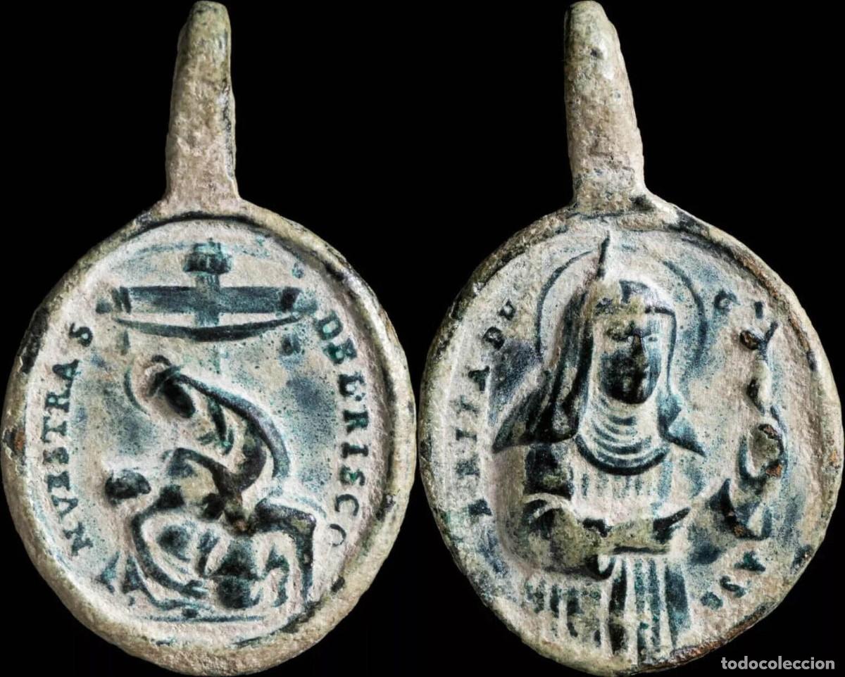 Antiques: Religious medal XVI-XVII centuries, N.S. del Risco / S. Rita de Casia - 32x20 mm