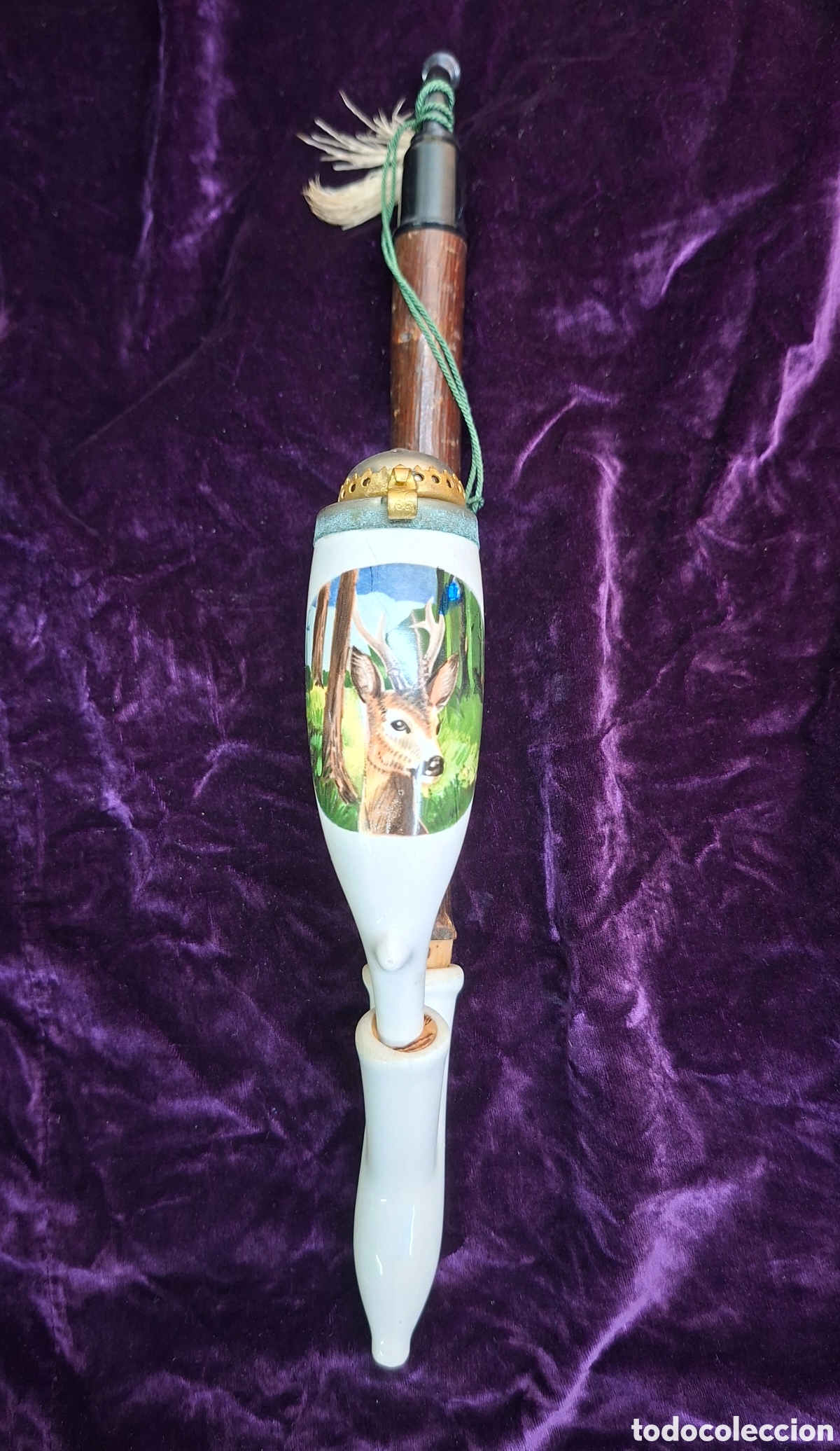 Antig&uuml;edades: Pipa de porcelana pintada y madera - Foto 3