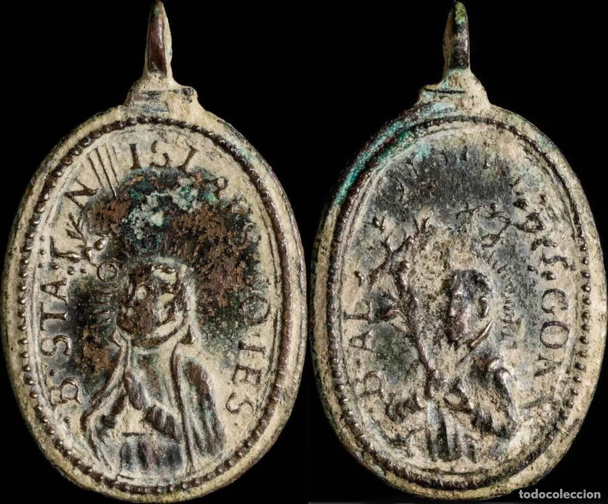 Antiquit&auml;ten: Religious medal XVI-XVII centuries, S. Luis / S. Estanislao - 32X20 mm