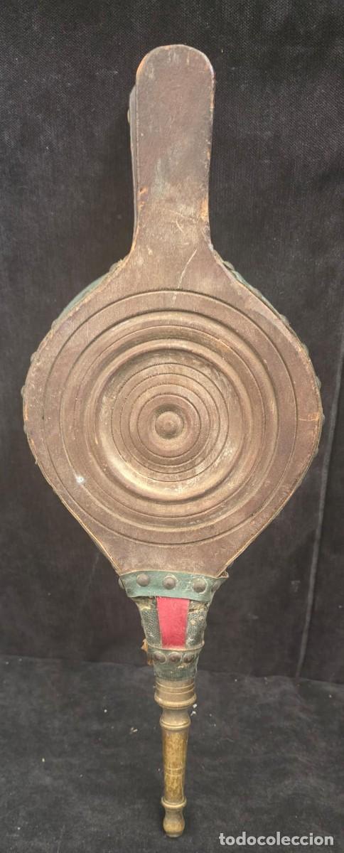Antiques: Antiguo Fuelle de Chimenea en Madera, Cuero y Lat&oacute;n &ndash; Decoraci&oacute;n R&uacute;stica &ndash; 40 x 15 cm