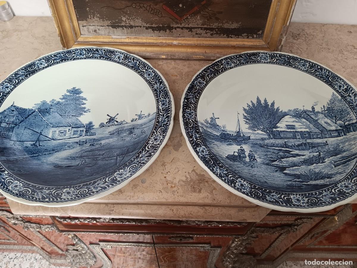 Antig&uuml;edades: platos grandes piezas de cer&aacute;mica azul de Delft, creadas por Boch para Royal Sphinx Maastricht.L