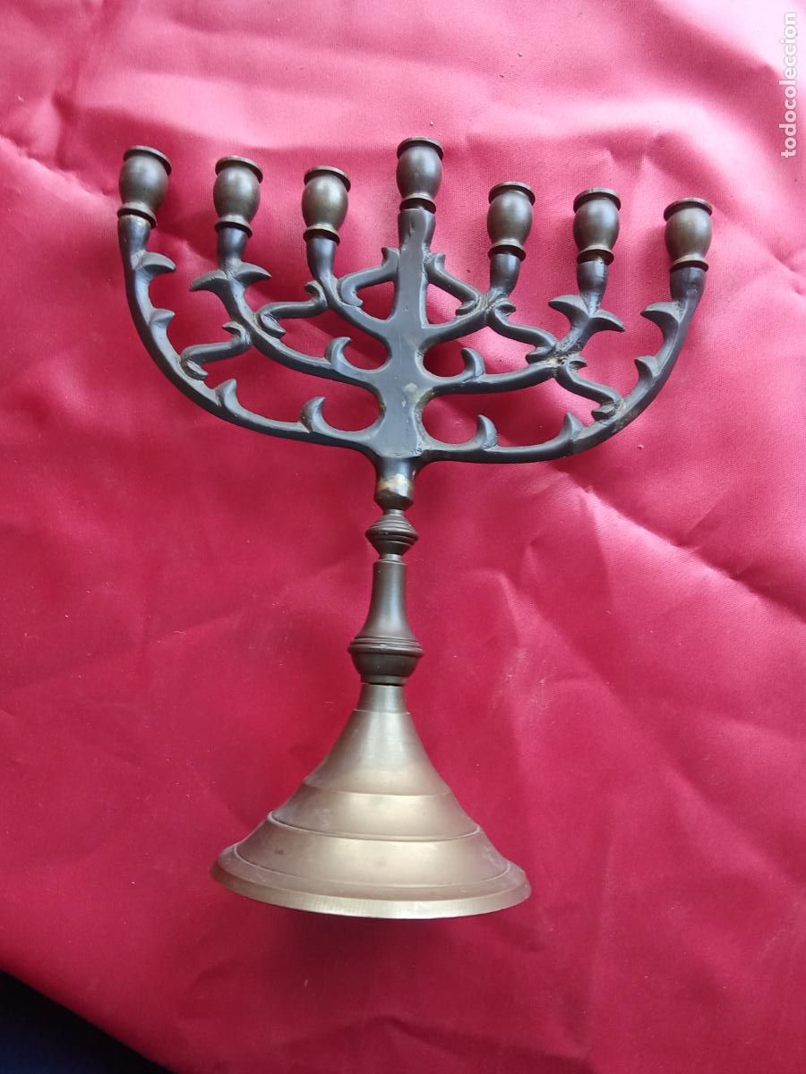 Antig&uuml;edades: Menor&aacute; judia, candelabro 7 brazos lat&oacute;n V.14