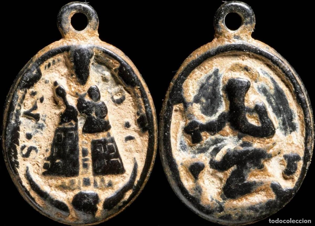 Antiques: Religious medal V. Guadalupe / S. Jeronimo - 24x18 mm.