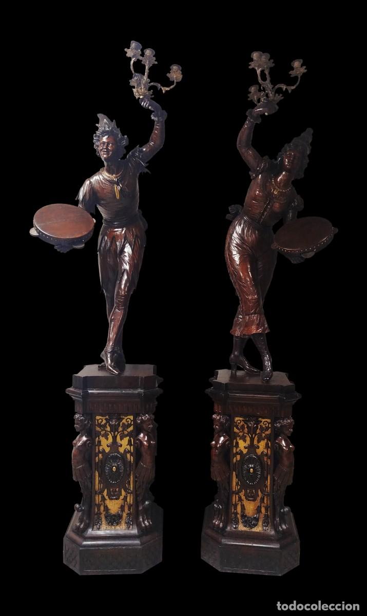 Antiquit&auml;ten: BAILARINES TALLADOS EN MADERA DE PALOSANTO, ITALIA SIGLO XIX