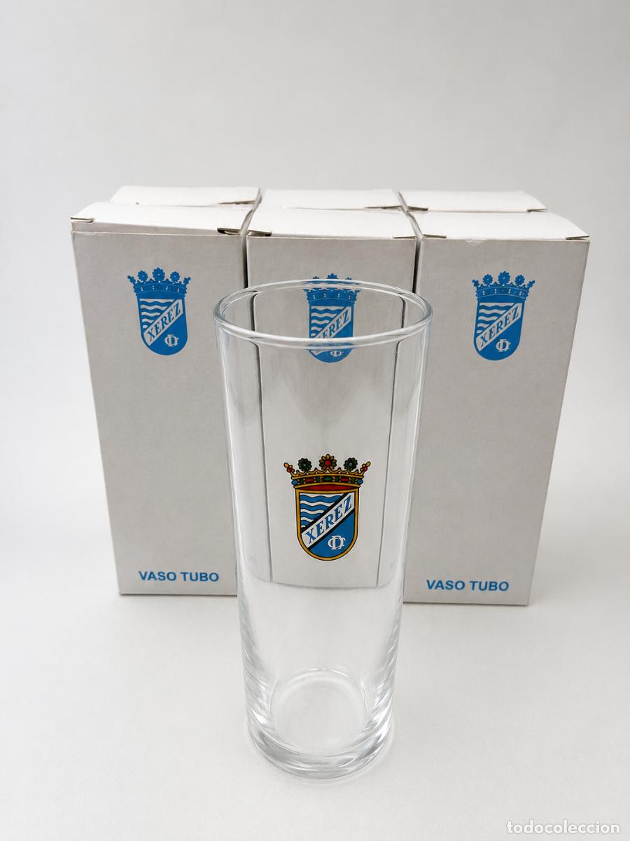 Antig&uuml;edades: LOTE DE 6 VASOS DE TUBO DEL XEREZ CLUB DEPORTIVO. VER FOTOS