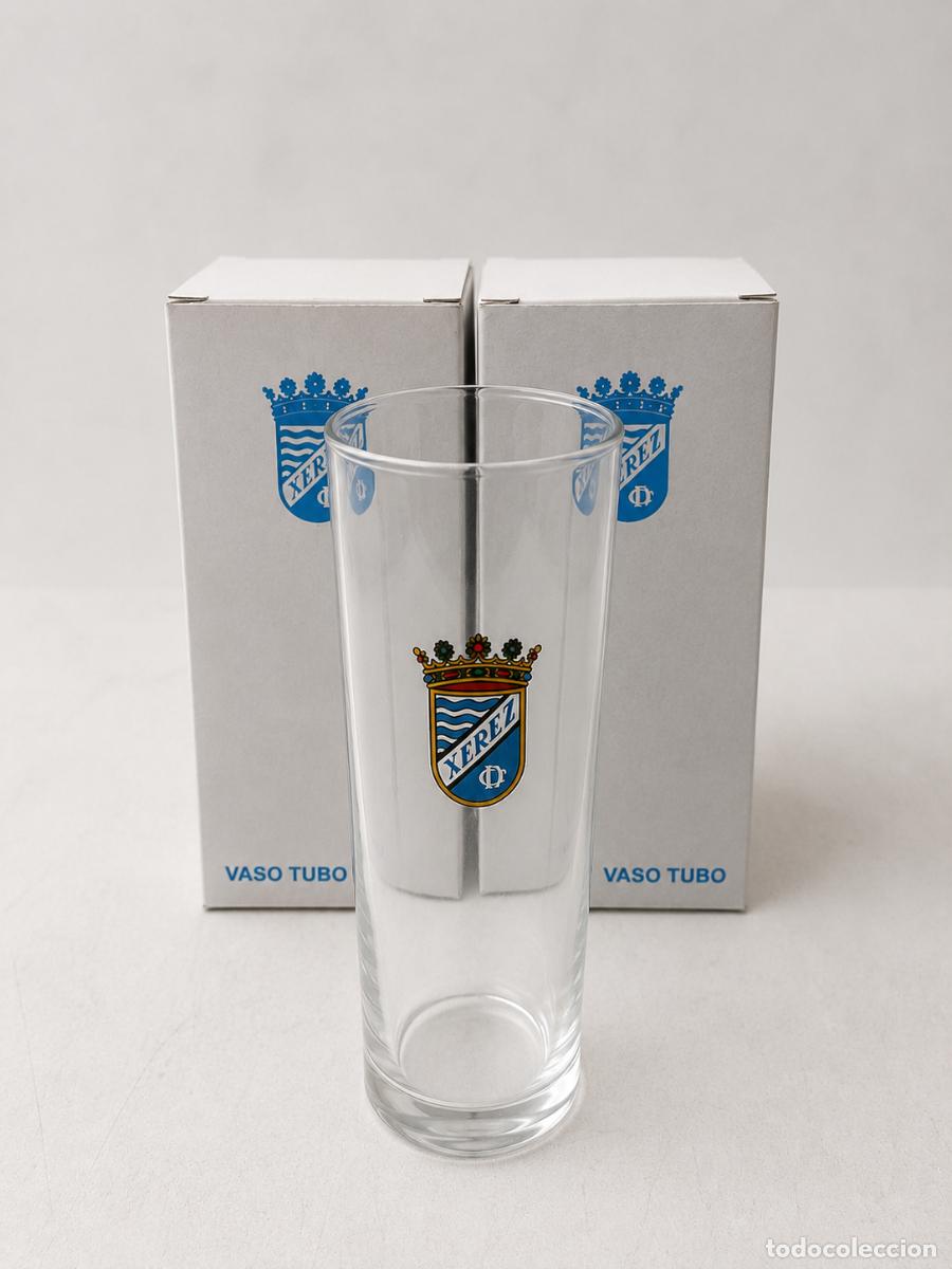 Antig&uuml;edades: LOTE DE 2 VASOS DE TUBO DEL XEREZ CLUB DEPORTIVO. VER FOTOS