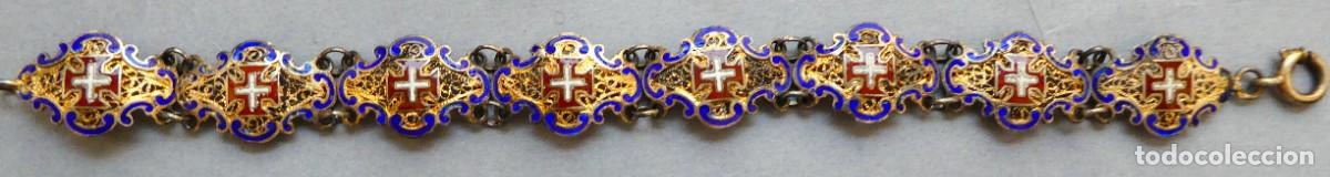 Antig&uuml;edades: ANTIGUA PULSERA DE PLATA ESTERLINA Y ESMALTE S.XX