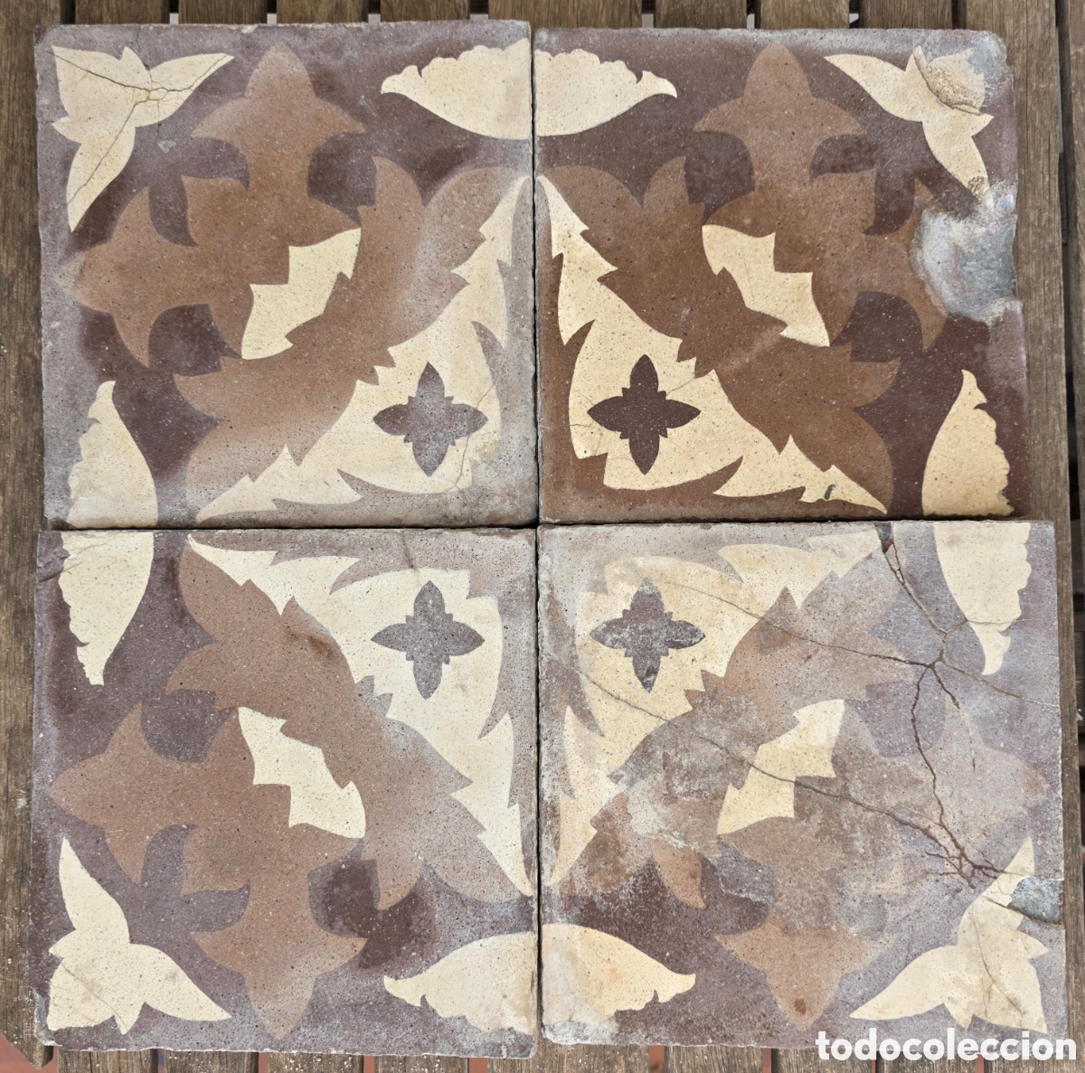 Antiques: 4 Antiguas Baldosas Hidr&aacute;ulicas - Decoraci&oacute;n - Azulejos Rajola