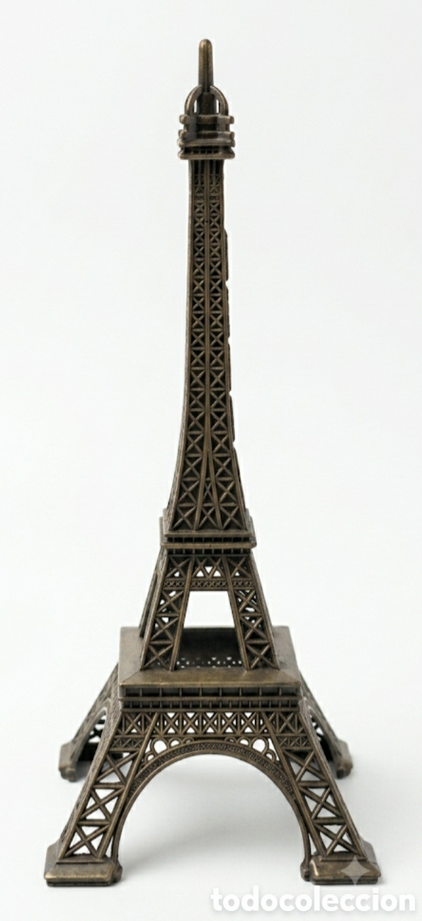 Antig&uuml;edades: Bonita figura en metal antigua de la torre Eiffel de Francia