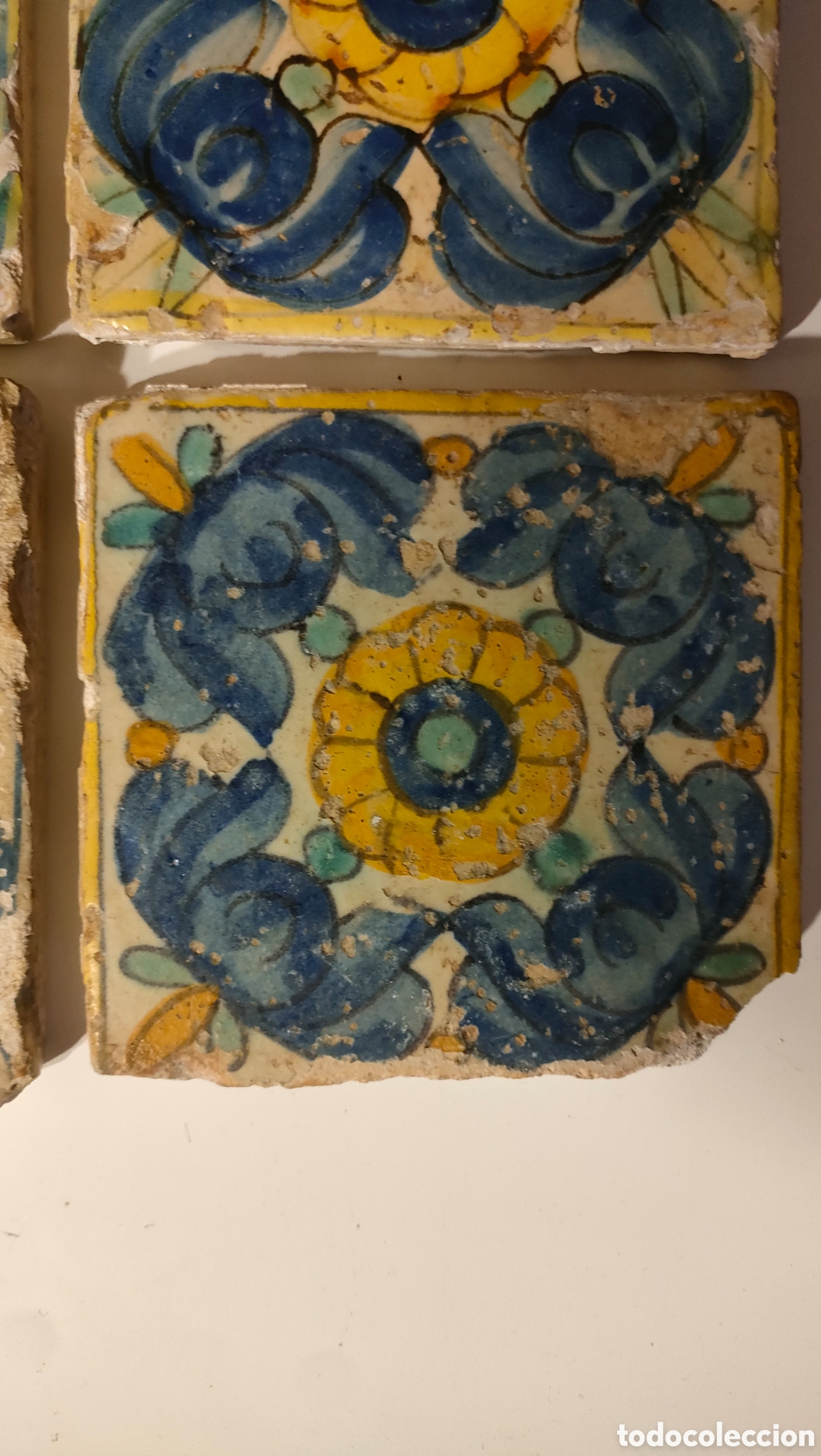 Antig&uuml;edades: 4 AZULEJOS DEL SIGLO XVII - Foto 3