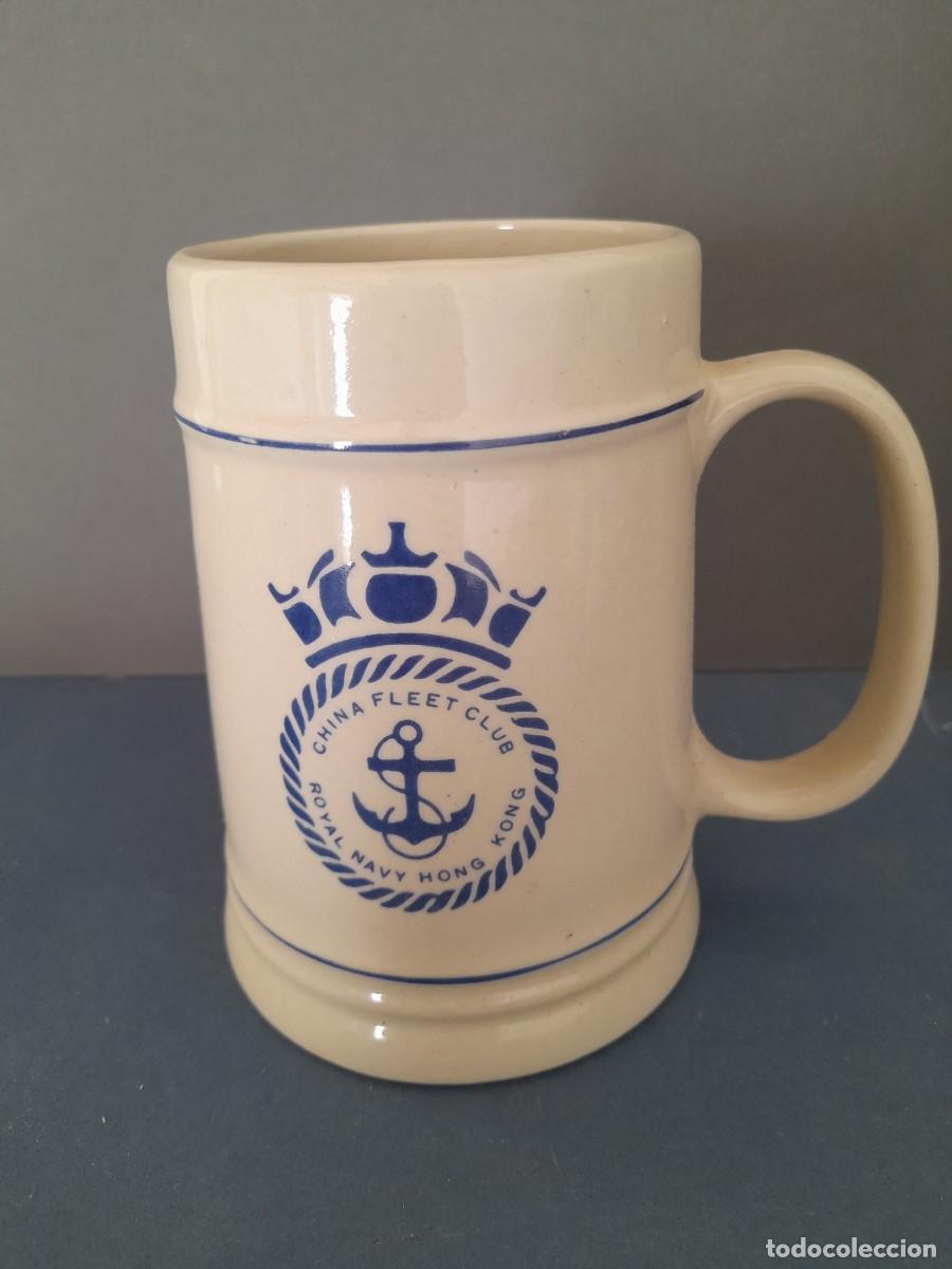 Antig&uuml;edades: Jarra cerveza de ceramica, china fleet club , royal navy hong kong, 13cm aprox