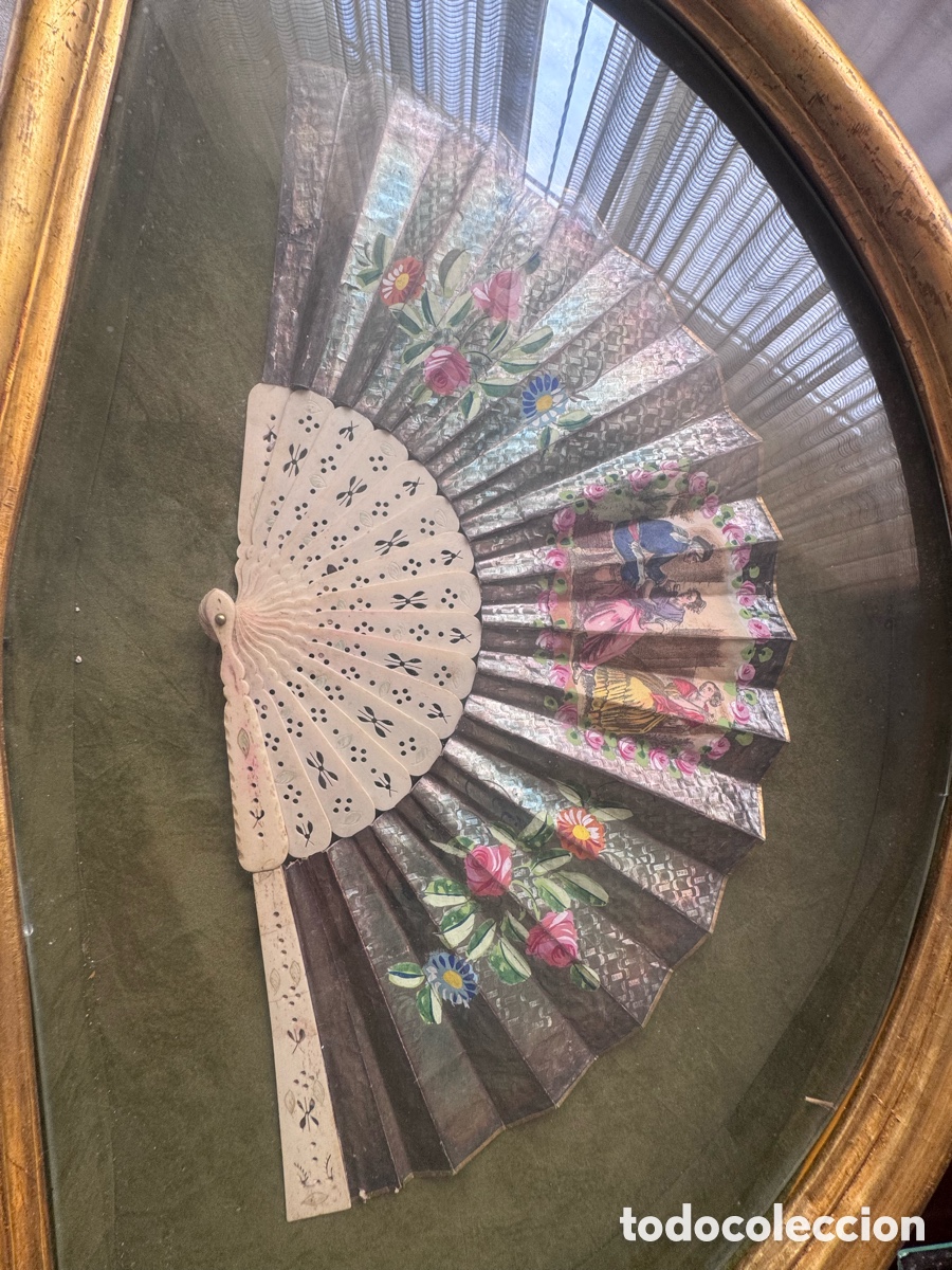 Antig&uuml;edades: Abanico antiguo pintado a mano - Foto 2