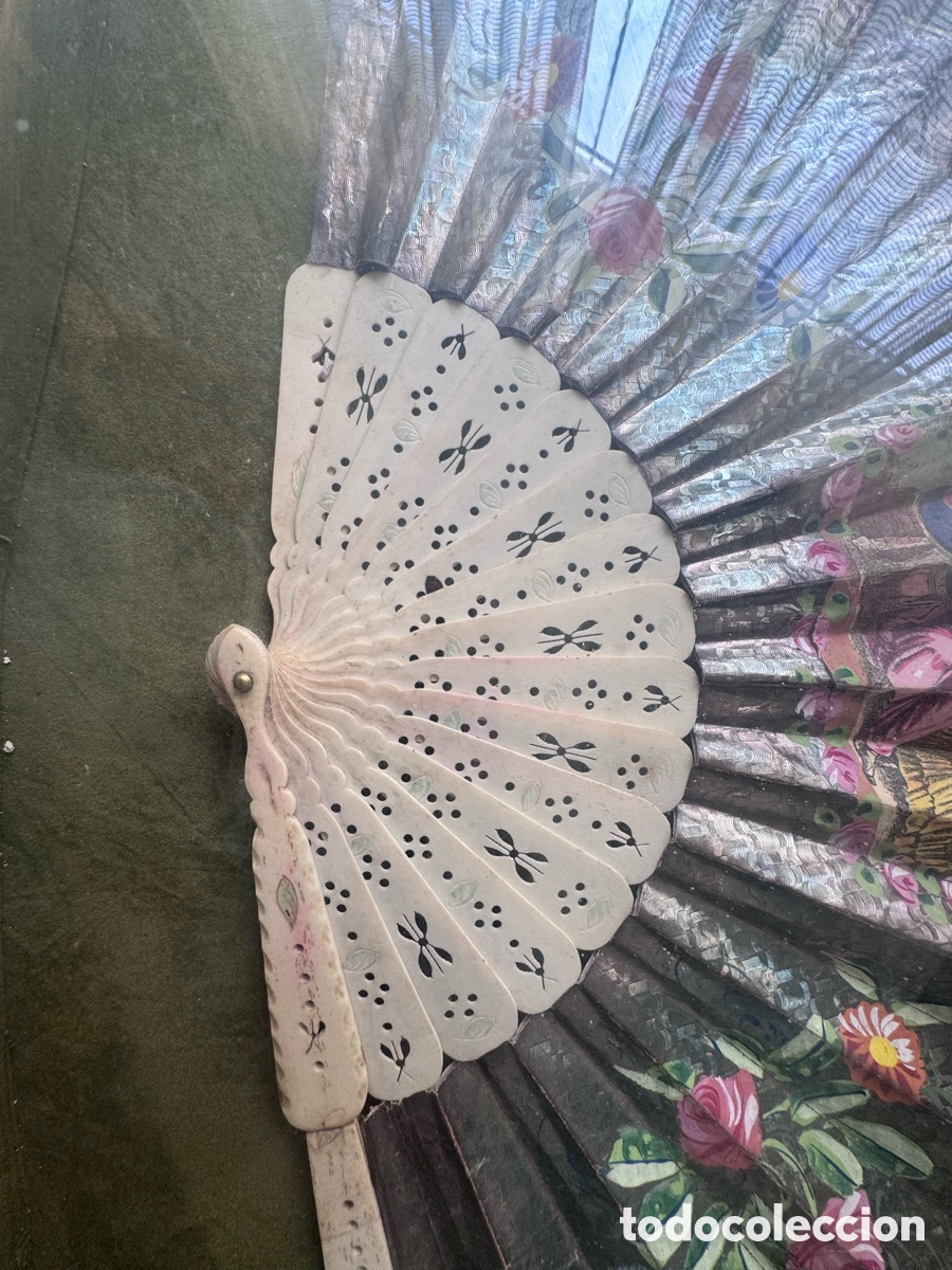 Antig&uuml;edades: Abanico antiguo pintado a mano - Foto 3
