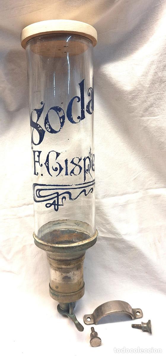 Antig&uuml;edades: Dosificador Expendedor Tolva de Sidral Gispert, Cristal y Bronze, a&ntilde;os 40.