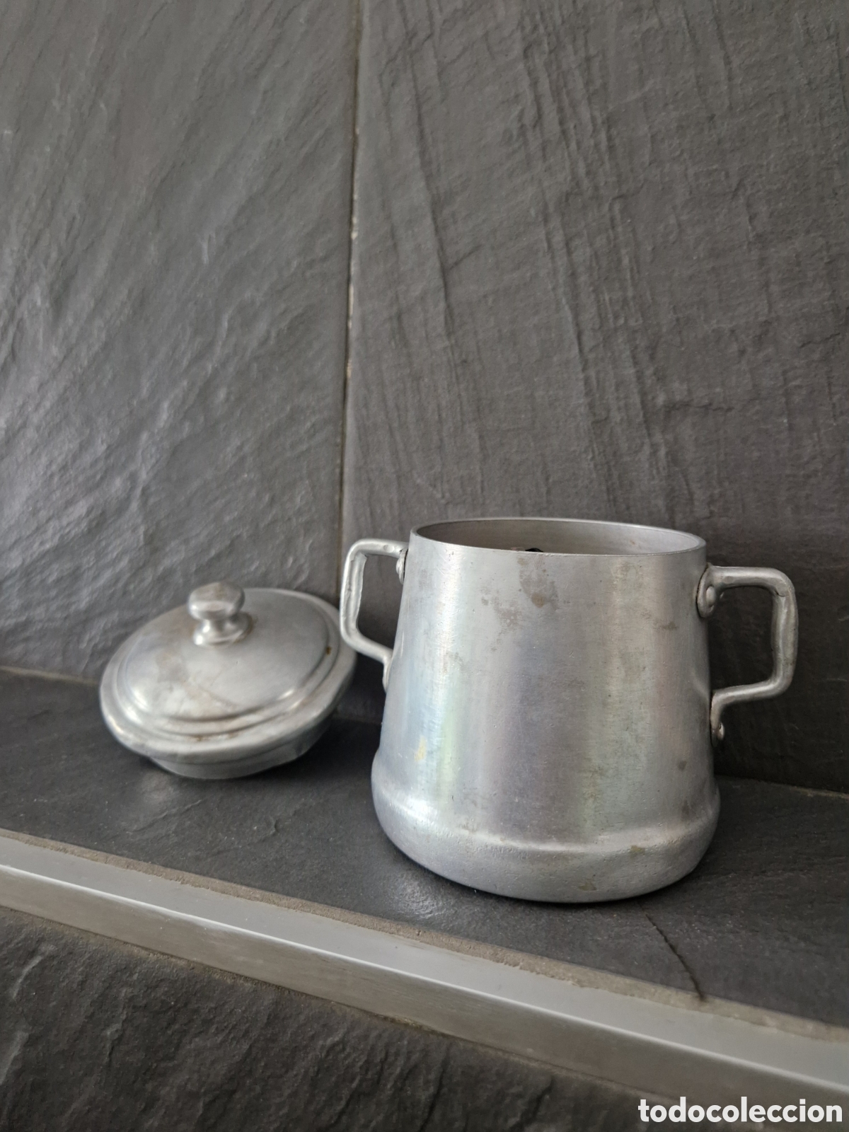 Antig&uuml;edades: Azucarero antiguo de aluminio - Foto 3