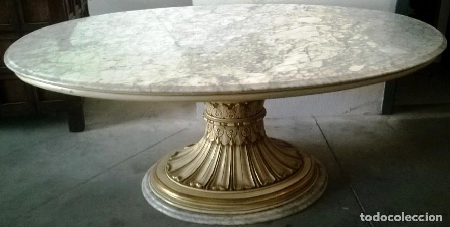 Antig&uuml;edades: MESA DE HALL. MARMOL Y MADERA TRABAJADA. ALTA CALIDAD Y ELEGANCIA