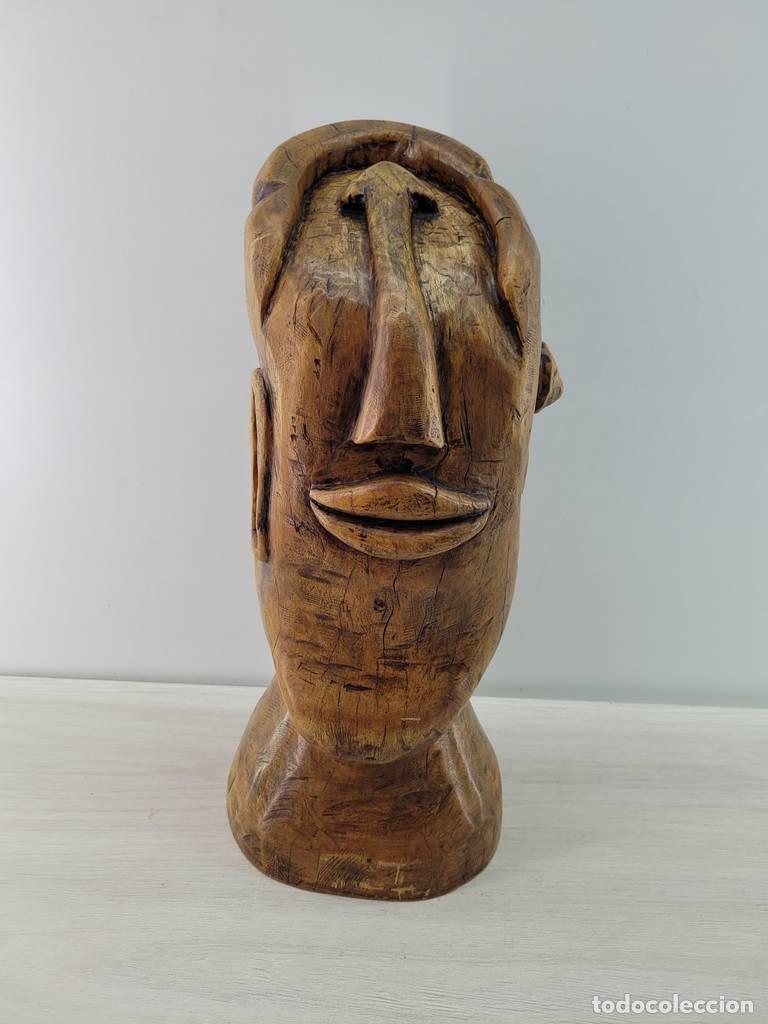 Antig&uuml;edades: ESCULTURA ROSTRO EN TRONCO - Foto 2