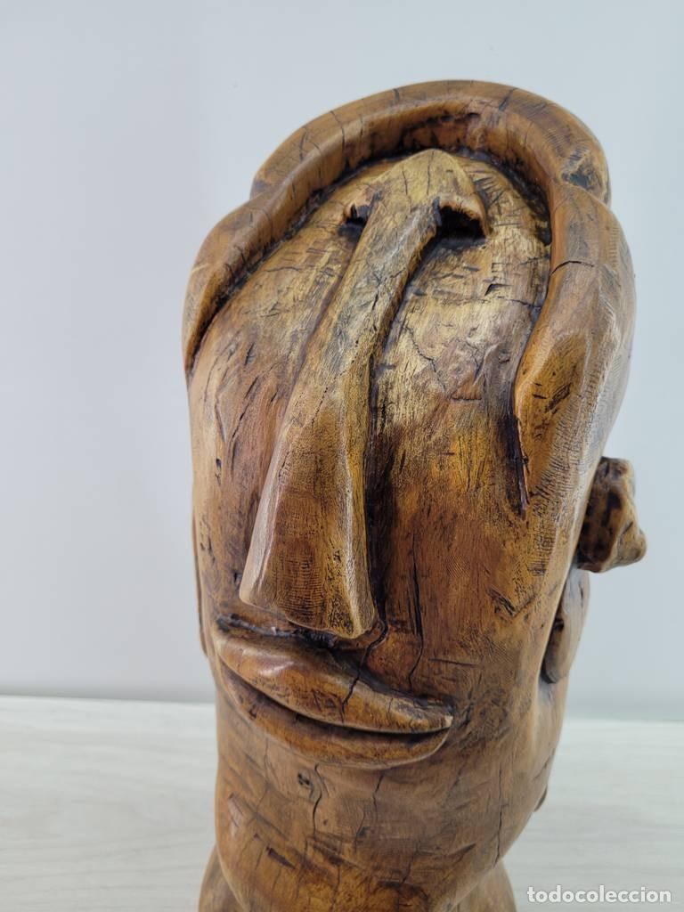 Antig&uuml;edades: ESCULTURA ROSTRO EN TRONCO - Foto 3