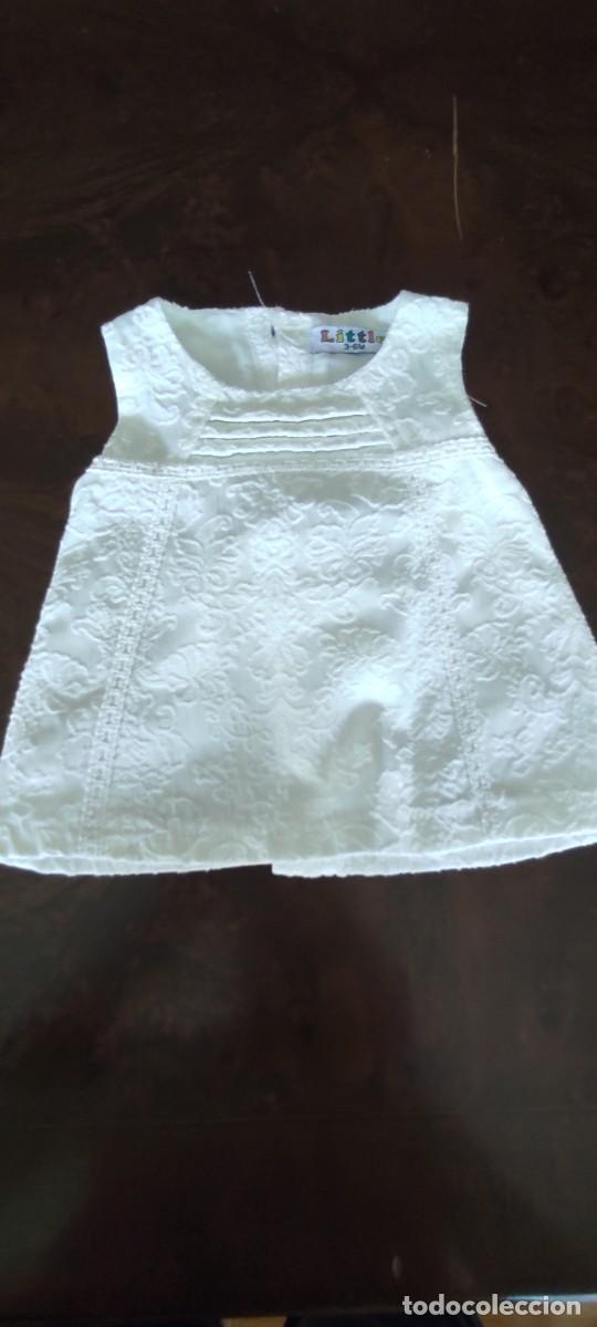 Antig&uuml;edades: BONITO VESTIDO DE BEB&Eacute; BLANCO LABRADO TALLA 3-6 MESES &ndash; MARCA LITTLE