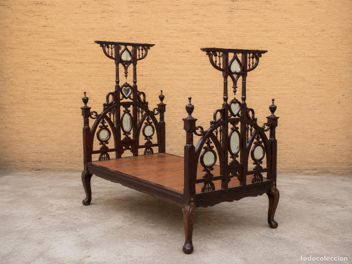 Antig&uuml;edades: Cama antigua estilo ingl&eacute;s Victoriano 120 Cama Dosel estilo Colonial Modernista Art Dec&oacute; Craft India