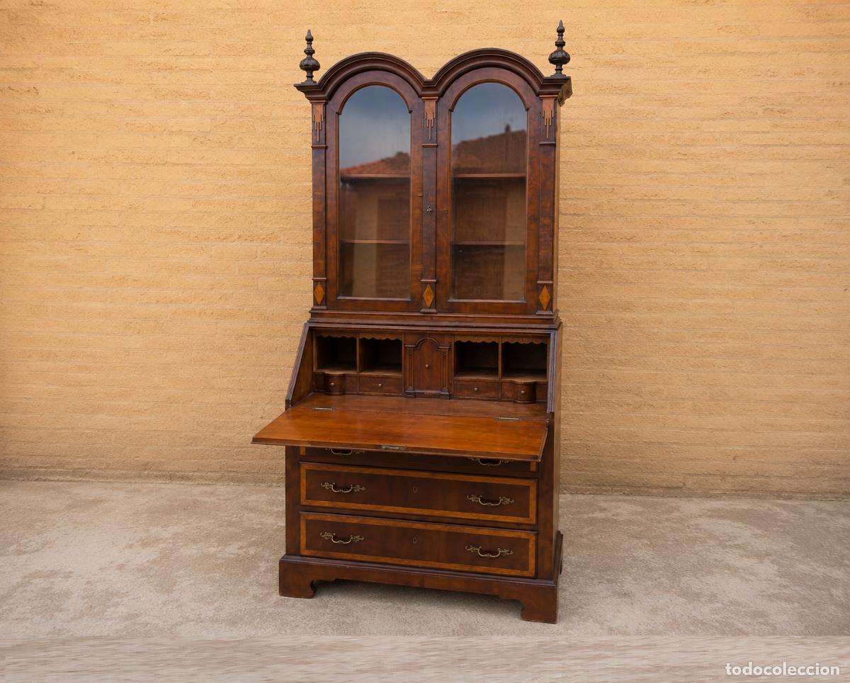 Antiques: Mueble Bureau antiguo estilo ingl&eacute;s HERRAIZ. Bur&oacute; Secreter Escritorio Vitrina Librer&iacute;a Holand&eacute;s.