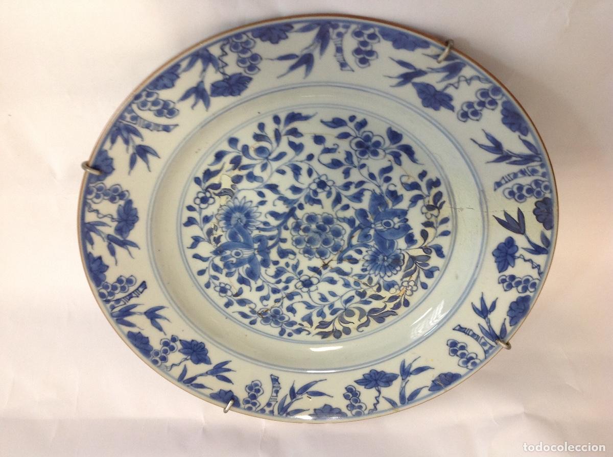 Antig&uuml;edades: Plato de porcelana China azul y blanco. sXIX