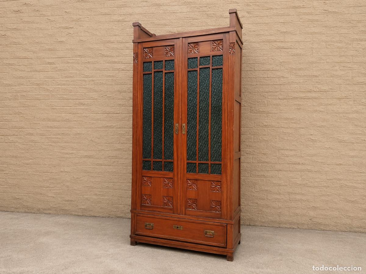Antig&uuml;edades: Vitrina Librer&iacute;a Estanter&iacute;a Alacena antigua estilo Art Dec&oacute;. Mueble Librero antiguo Modernista.