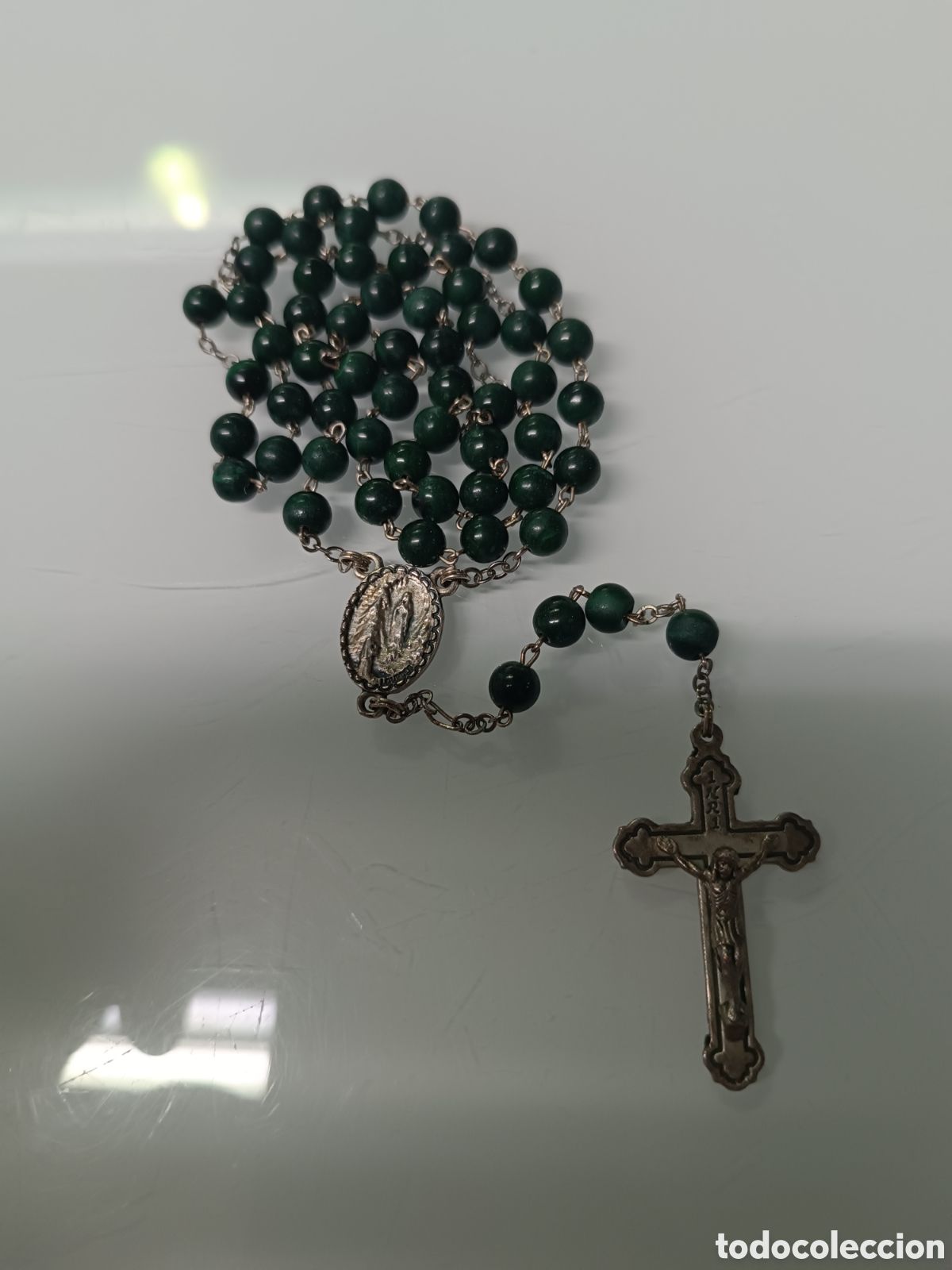 Antig&uuml;edades: Rosario piedras malaquitas verdes