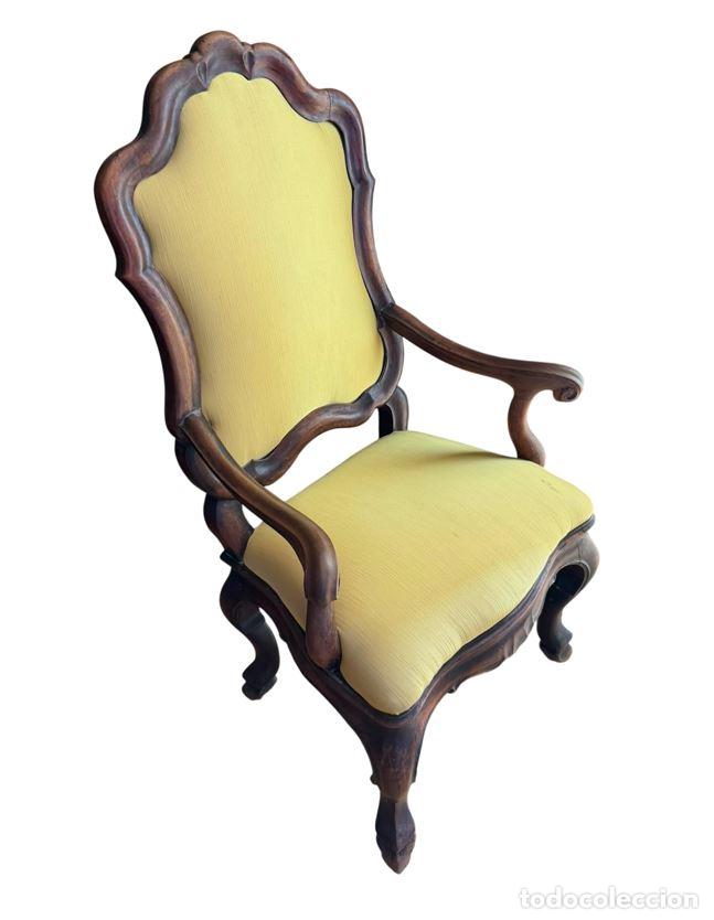 Antig&uuml;edades: ANTIGUO SILL&Oacute;N MALLORQU&Iacute;N DE ESTILO LUIS XV O BARROCO. MADERA DE NOGAL. ESPA&Ntilde;A. SIGLO XVIII.