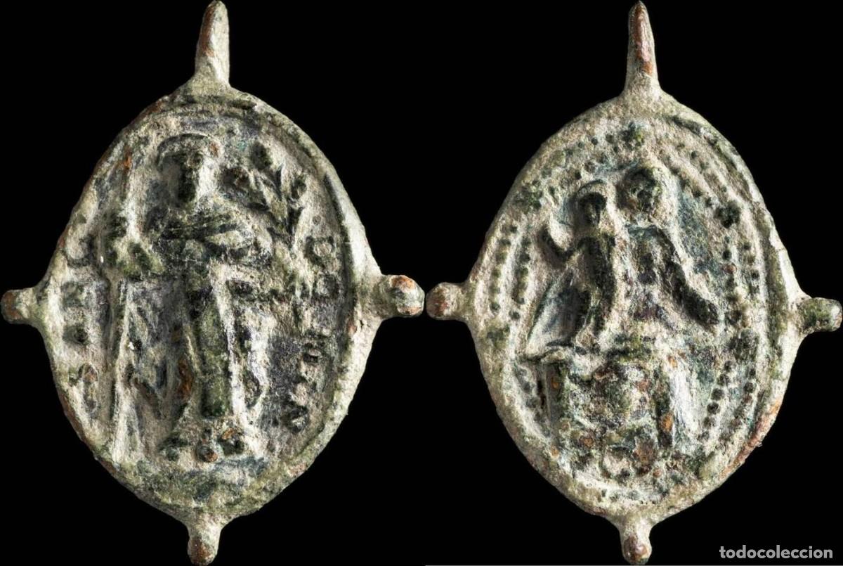 Antiquit&eacute;s: Religious medal XVI-XVII centuries, S. Domingo / V. Rosario - 27x20 mm