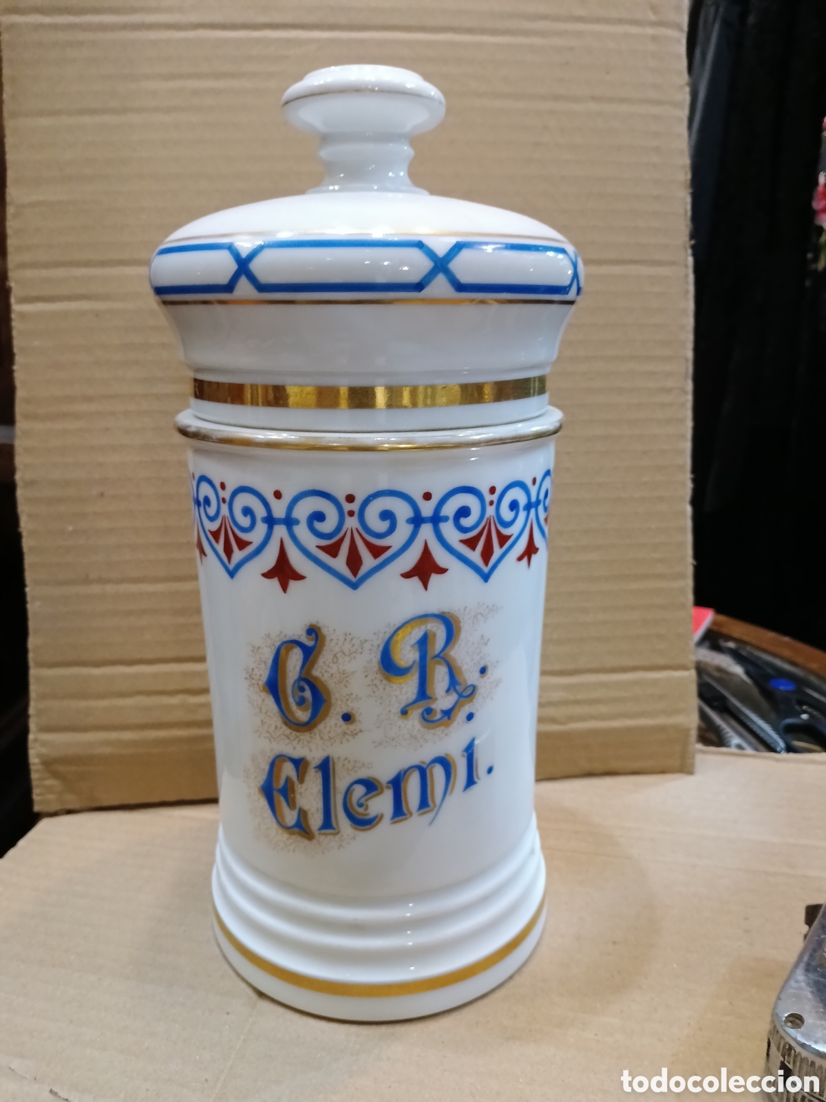 Antig&uuml;edades: Vello albarero de farmacia a&ntilde;o 1900 -1920 perfecto de porcelana