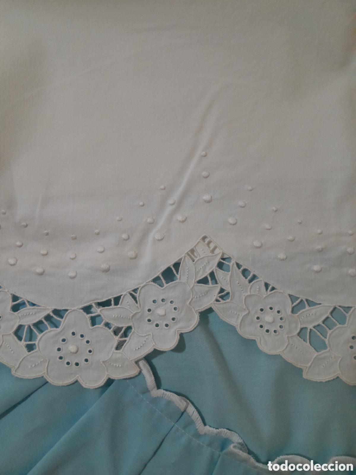 Antig&uuml;edades: Juego de sabana y almohadas de algodon blanco - Foto 3