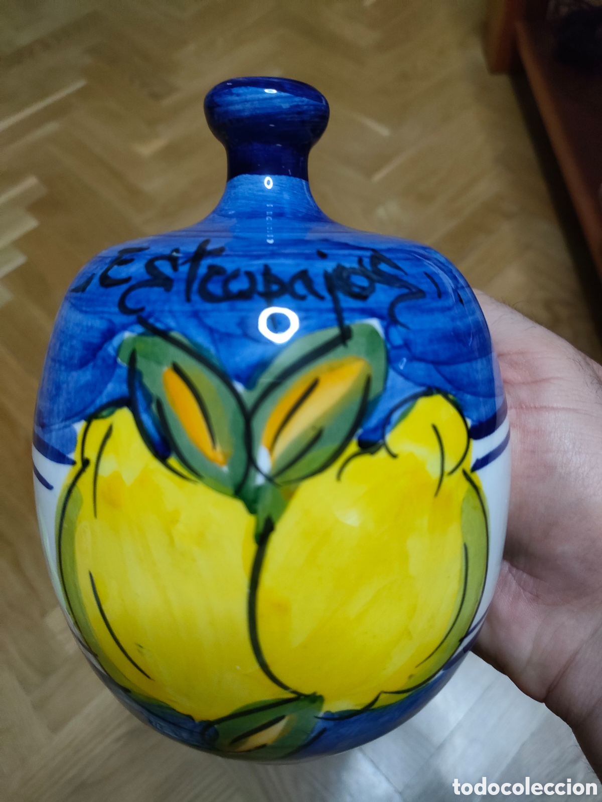 Oggetti Antichi: Recipiente cer&aacute;mica vintage para estropajo, decoraci&oacute;n de limones, estropajero, a&ntilde;os 1980 o anterior