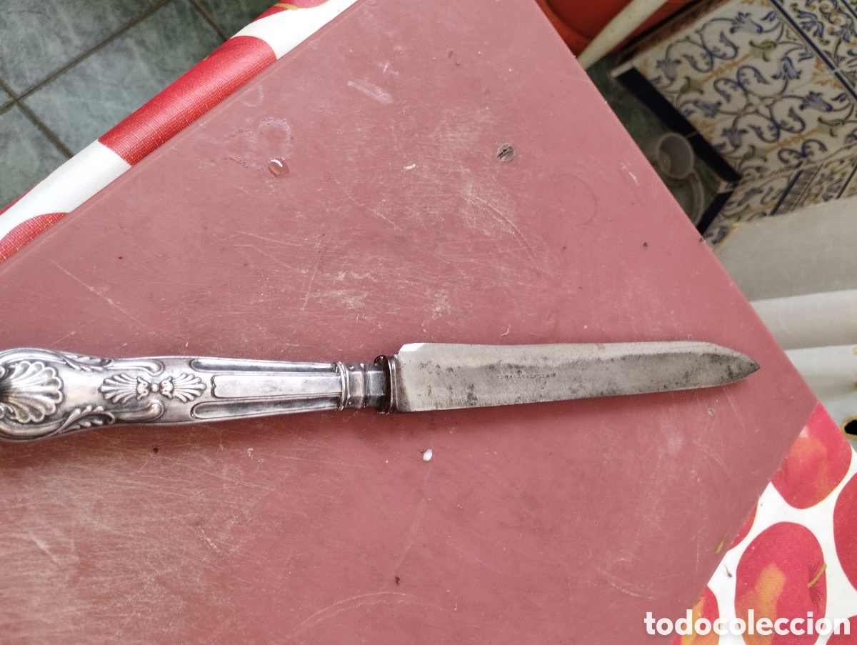 Antig&uuml;edades: Cuchillo de trinchar acero inoxidable y plata