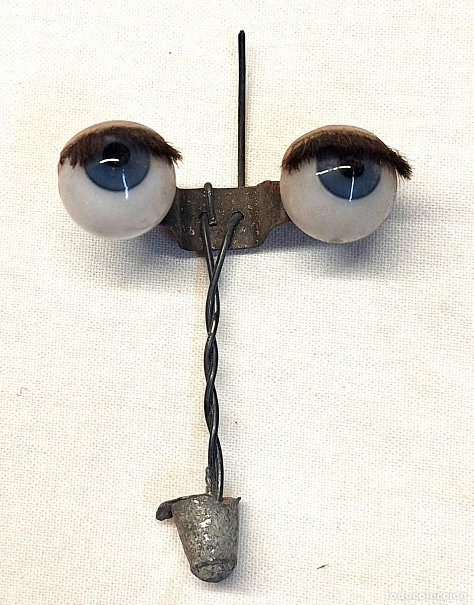 Antig&uuml;edades: Ojos Azules Cristal para Mu&ntilde;eca, Imagen, Escultura, Marioneta, etc. Med. 15 mm