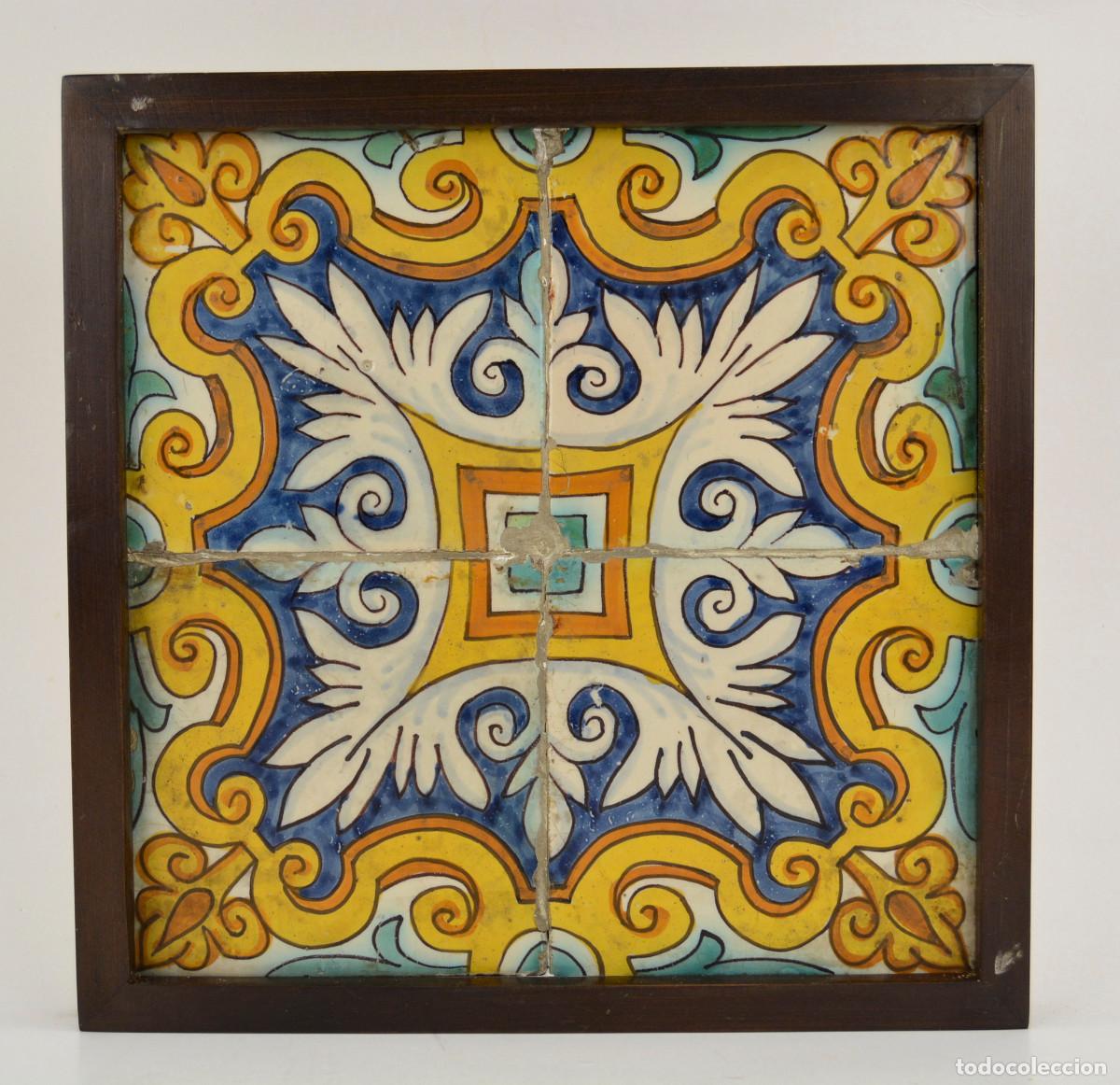 Antig&uuml;edades: Plaf&oacute;n de azulejos enmarcados siglo XVIII.